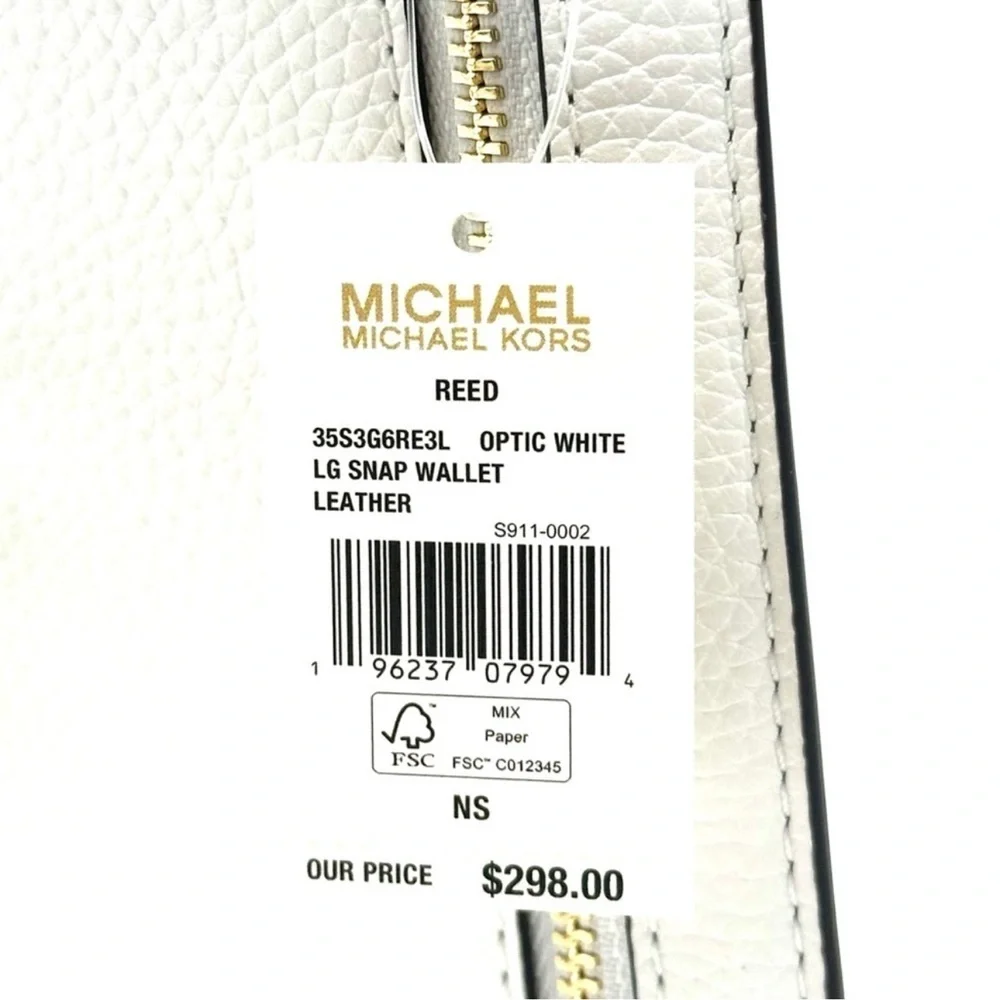 Michael Kors Reed Large Snap Bifold Wallet Optic White
